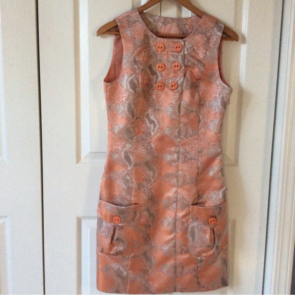 Rare Samuel Dong Sheath Mini dress Peach orange Size Small
